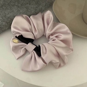Französischer Stil Satin Schleife Haargummi Für Damen Elegant Rosa Groß Haarknoten Süß Handgefertigt Stoff Haarschmuck Geschenk