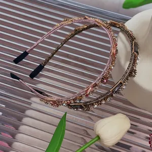 French style crystal zircon headband set with rhinestones and colored stones for women