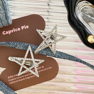 Barrettes à cheveux étoile en argent avec strass brillants au style Y2K chic