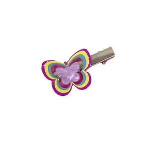 Colorful Y2K butterfly hair clip with layered resin design and metal alligator base