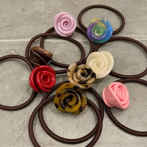 Korean Style Sweet Acrylic Rose Flower Elastic Hair Ties For Women Floral Resin Ponytail Holder Hair Bands Accessories