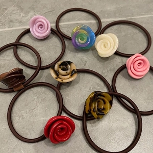 Elegant acrylic rose hair ties in various colors with high-elasticity bands for women