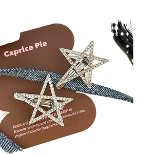 Lot de barrettes étoile Y2K avec strass scintillants et pince crocodile en argent