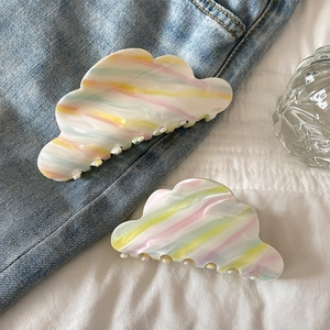Pince à Cheveux Nuage en Acétate pour Femmes Élégante Texture Marbre Arcobaleno Pince à Cheveux Shark Accessoires de Coiffure Queue de Cheval
