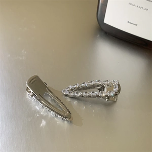 French vintage full zircon hair clip set for women with elegant water drop crystal design