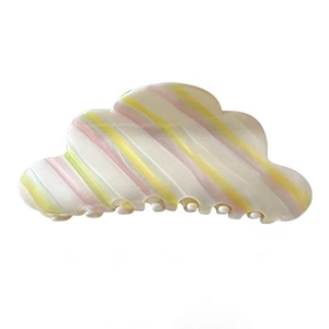 Pince à cheveux minimaliste en acétate en forme de nuage avec rayures crème et rose