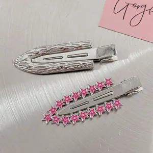 Pince à Cheveux Minimaliste en Métal Argenté pour Femmes Pince Crocodile sans Trace Motif Étoile Accessoires de Coiffure Alliage