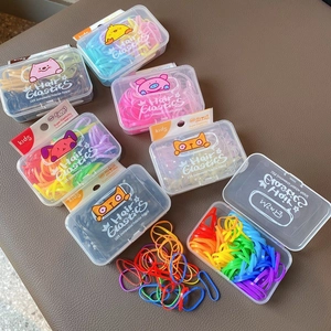 100 Stück Box Set Kinder Haargummis Bonbonfarben Hoch Elastische Haarbänder Für Mädchen Kleine Gummibänder Pferdeschwanz Halter Zubehör