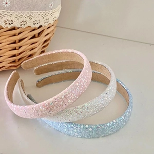 Serre-têtes à paillettes scintillantes en rose blanc et bleu avec doublure en velours
