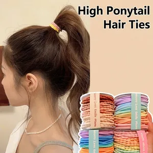 Lot d'Élastiques à Cheveux Haute Élasticité pour Femmes Filles Porte Queue de Cheval Tissu Sans Couture Couleur Macaron Durable