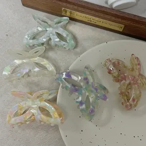 Pinza per Capelli a Farfalla in Acetato di Cellulosa Design Traforato Motivo Marmoreo Stile Coreano Fermaglio per Capelli Donna