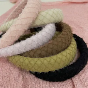 French vintage quilted knit headbands in various colors with thick velvet texture