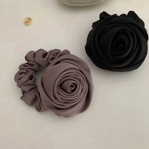 Grands Chouchous en Tissu Fleur de Rose Élégants Élastiques à Cheveux Floraux pour Femmes Mariage Fête Accessoires de Coiffure