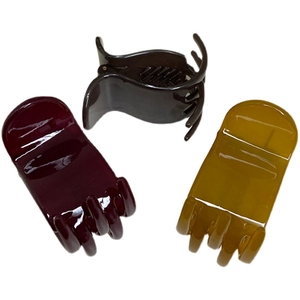 Three-piece vintage high ponytail shark clips in burgundy, coffee, and olive green colors