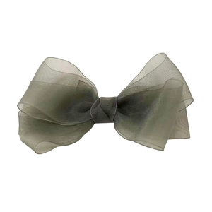 Sage green organza bow hair clip with French layered style and elegant mesh texture