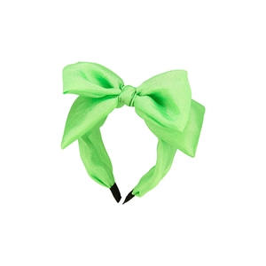 Elegant lime green satin bow headband for women featuring a stylish oversized design