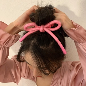 Chouchou noeud en corde tressée rose pour femme, décoration de coiffure élégante