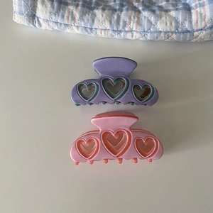 Pinza de Pelo Coreana Dulce de Acetato de Celulosa Corazón Hueco Rosa Barbie Azul Forma de Corazón Accesorios Cabello Mujer Diario