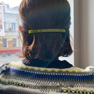 Chic green resin spring clip hair accessory for women in elegant minimalist design