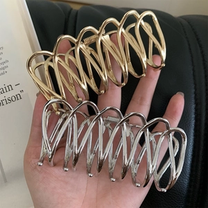 Grandes pinces à cheveux ondulées en métal doré et argenté pour cheveux épais