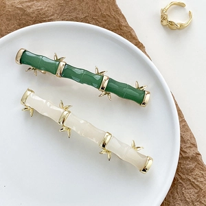 Pince à Cheveux Nœud de Bambou Style Chinois Ancien Vintage Vert Blanc Résine Alliage Hanfu Accessoires Cheveux Femme