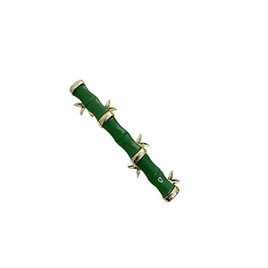 Pince à cheveux élégante en bambou style jade avec émail vert et feuilles dorées pour Hanfu