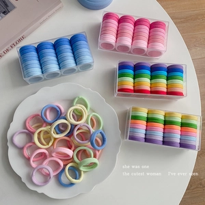 High elastic hair ties set in assorted macaron colors for women ponytail styling