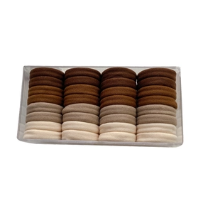 32-piece set of high elasticity hair ties in earth-toned neutral colors with storage box