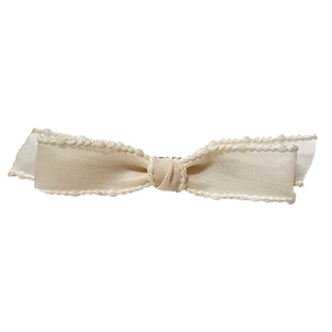 Elegant French minimalist cream white double-layered bow hair clip with lace edges