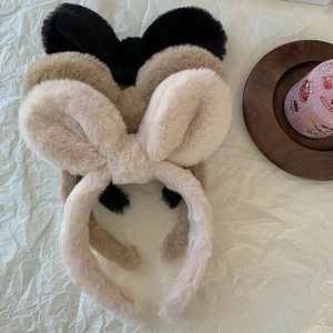Cute plush bunny ear headband in classic colors for washing face and styling hair