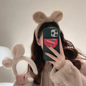 Cute Plush Rabbit Ears Headband For Women Girls Soft Artificial Fur Hair Hoop Sweet Hair Accessories For Washing Face Makeup