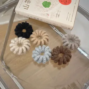 Lot de 6 chouchous spirales mignons en peluche et laine aux couleurs terreuses