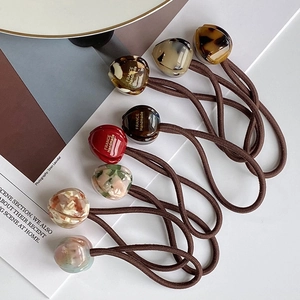 Chouchou Style Français Tulipe Marbre Coeur Acrylique Haute Élasticité Fait Main Pour Femme Accessoires Cheveux Styling