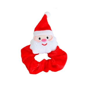 Kerstscrunchie van rood fluweel met schattige 3D-knuffel van de kerstman decoratie