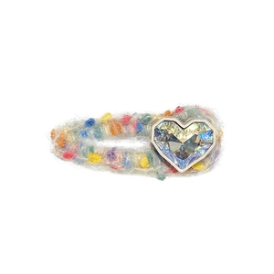 Barrette à cheveux tricotée colorée avec cœur en strass pour femme style dopamine