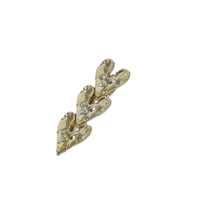 Three gold heart duckbill hair clip with textured metallic finish and Korean style design
