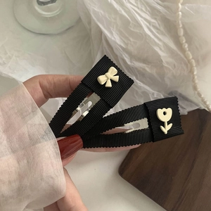 Juego de pinzas para el cabello con flores y lazos con tulipán crema para niñas