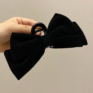 Velvet Large Bow Hair Claw Clip French Style Elegant Handmade Black Butterfly Hairpin Hair Accessories For Women
