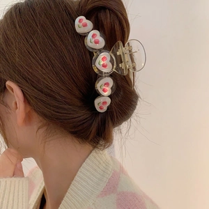 Pinza per capelli a forma di cuore con tulipano in resina per uno styling elegante