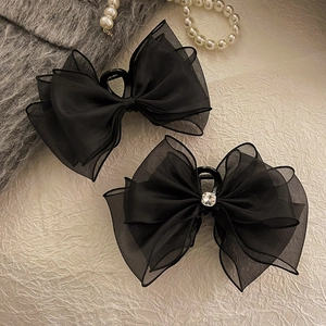 Elegante Grande Pinza per Capelli a Fiocco in Organza con Strass Stile Coreano Accessori per Capelli alla Moda per Donna
