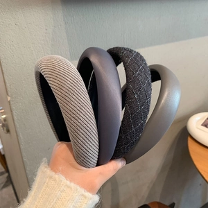 Elegant Padded Headband High Top Sponge Hair Band Leather Look Fabric Quilted Knit Hair Accessories For Women Face Slimming Headwear