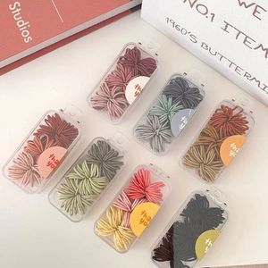 90-piece colorful high-elastic hair ties set in clear storage boxes for girls