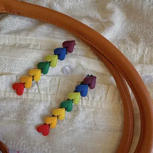 Handmade Rainbow Heart Metal Hair Clips Korean Sweet Multicolor Heart Shaped Duckbill Clip Fashion Hair Accessory For Women