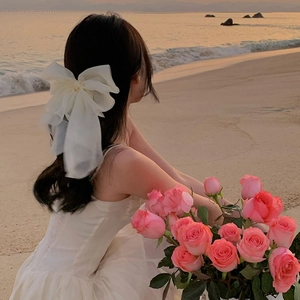 Grande pince à cheveux avec nœud en tulle blanc pour mariée et photos sur la plage