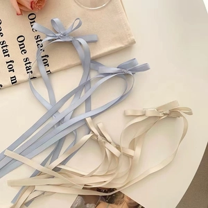 Barrettes à cheveux élégantes avec long ruban bleu clair et beige pour femmes et filles