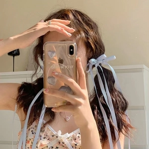 Barrettes à nœuds en satin bleu clair pour femmes, longs rubans élégants pour queues de cheval