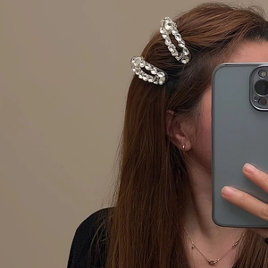 Barrettes à cheveux ovales en argent avec zircons brillants pour coiffure femme