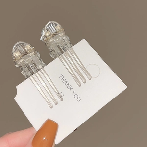 Mini pinces à cheveux ovales transparentes en lot de 2 pour coiffure et décoration