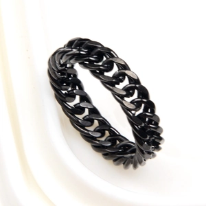 Stainless Steel Cuban Link Chain Ring Hiphop Punk Unisex Geometric Individual Trend Party Finger Ring Fashion Jewelry Gift