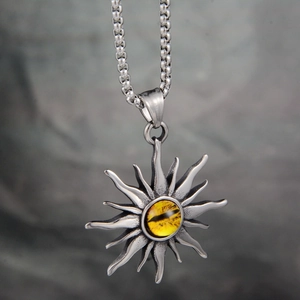 Collana con Pendente Occhio del Sole in Acciaio Inossidabile Retro Gioielli Misteriosi Punk Gothic Collana Hip Hop Uomo Donna